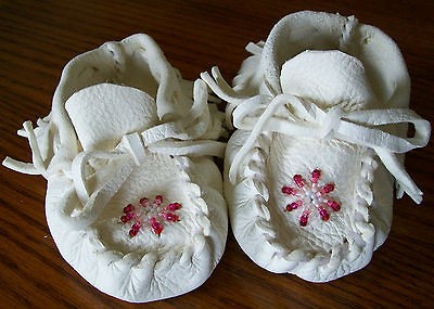 SMALL Beaded Buckskin Baby moccasins