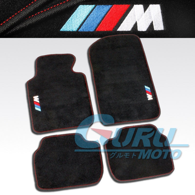 99 05 BMW E46 3 SERIES 325 328 M BLACK W/ RED STITCH TRIM FLOOR MATS 