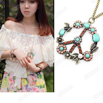 Fashion Colorful Europestyle Vintage Peace Sign Inserting Beads 