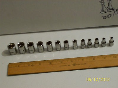 Blue Point 1/4 Drive 13pc.Metric 6 Point Socket Set, 4  14, & Snap 