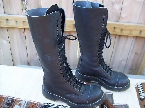   Knee High 20 eye Punk Rocker Emo Black Womens Vegan Boots size 6