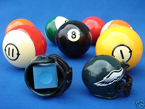 PHILADELPHIA EAGLES POOL BILLIARD CUE with MASTER CHALK NFL FOOTBALL 