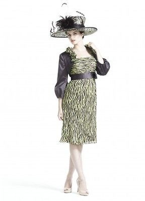 FRANK USHER BLACK & LIME ANIMAL PRINT SILK SUIT (DRESS & BOLERO JKT 