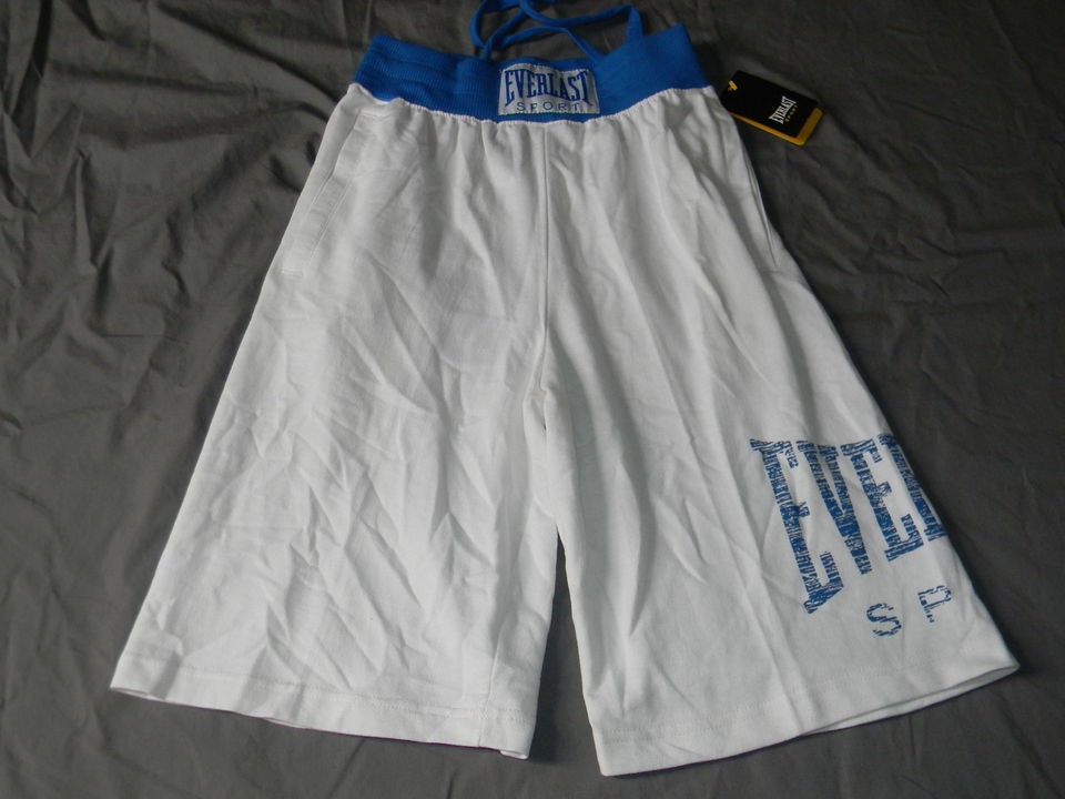 Everlast Boxing MMA Wrestling Exercise Shorts Mens Sizes White Blue 