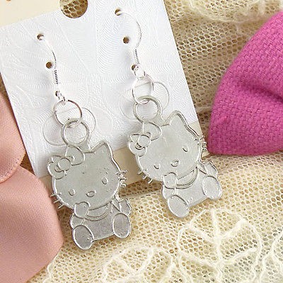   Lady 12Pair/lot Charm Fashion Jewelry Silver HelloKitty Stud Earrings