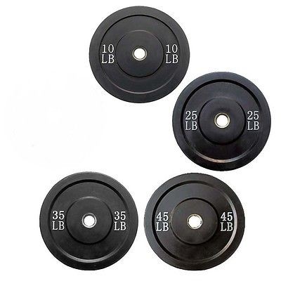 Crossfit Solid Black Rubber Bumper Plate 230LB Set O SRAB