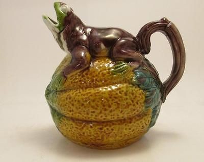 Majolica Frog on Melon 1880s beautiful shape