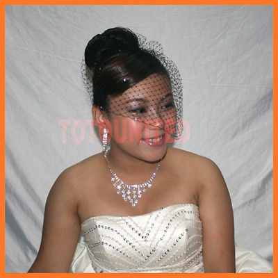 Bridal Veils 9Rhinestones Birdcage Blusher Russian Net  Black