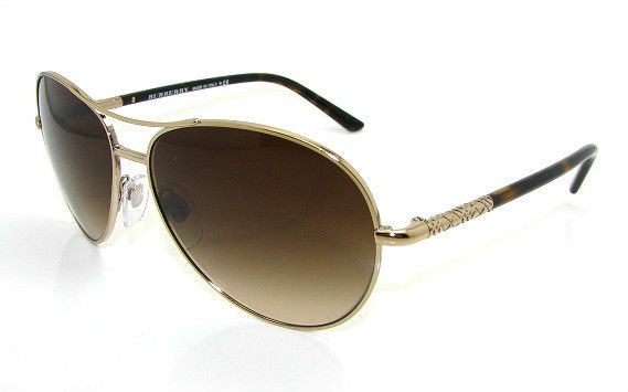 Authentic BURBERRY Gold Aviator Sunglass 3053   100213 *NEW*