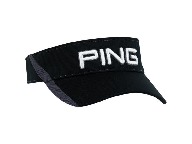 NEW MENS PING SPORT VISOR BLACK / GREY,,,ADJUSTABLE VELCRO CLOSURE