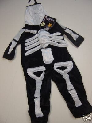 NWT PETABLES BLACK WHITE SKELETON HALLOWEEN COSTUME 2T