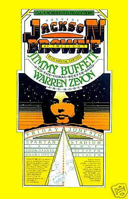   Rock Jackson Browne & Jimmy Buffett at San Jose Civic Poster 1978