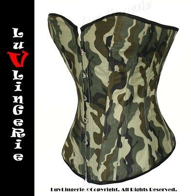 8875 Victorian Boned Camo Green Corset Bustier S