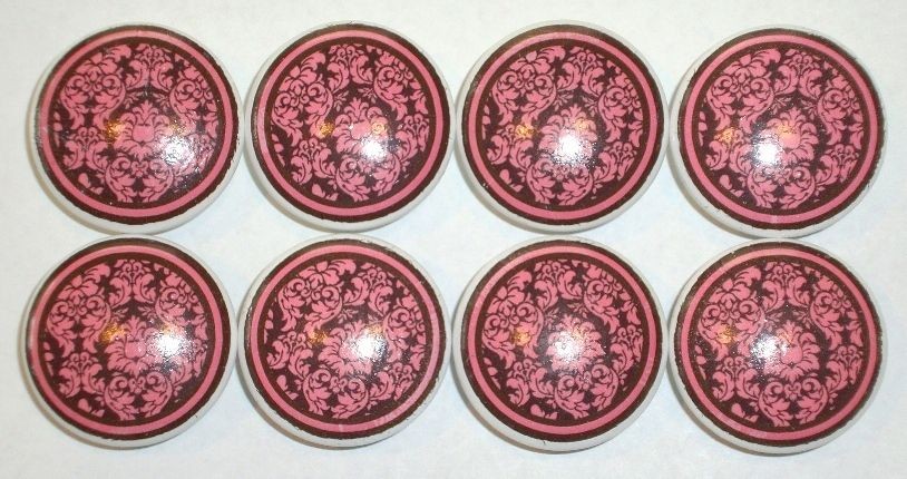   Brown n Pink Damask Dresser Drawer Knobs Bedding and Nursery Accessory