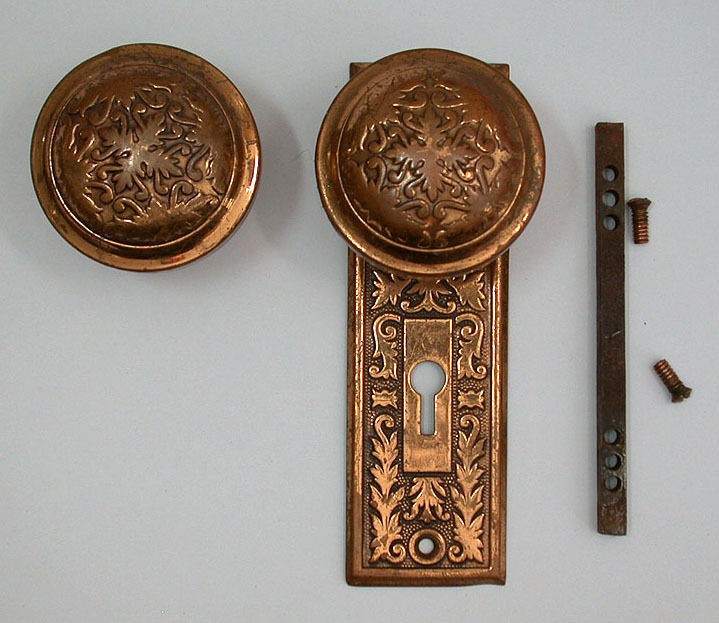 Set of Matching Original Antique Brass Decorative Door Knobs 