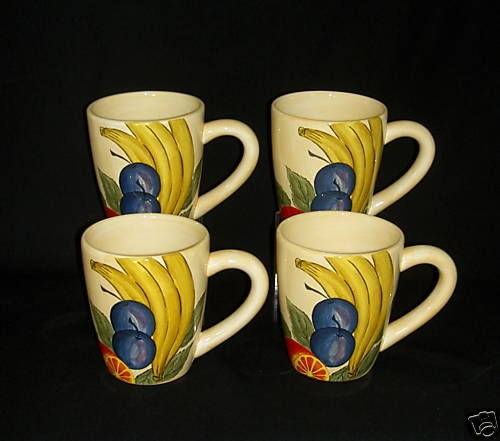 TABLETOPS GALLERY GARDEN FRUIT SET OF 4 FOUR MUG MUGS CUP CUPS