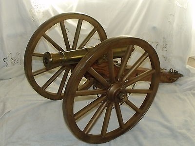   Scale Ames 6 Lb Howitzer Copper Replica Signal Cannon Oak Carriage