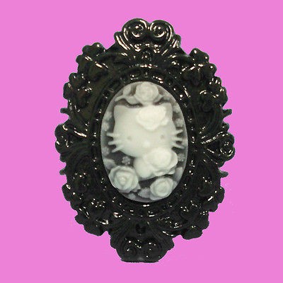   BLACK HELLOKITTY KITTY LOLITA COSPLAY CAMEO VINTAGE PROM RING PJ51