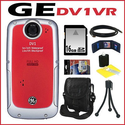 GE DV1 VR Waterproof/Sho​ckproof 1080P Pocket Video Camera Bundle 2