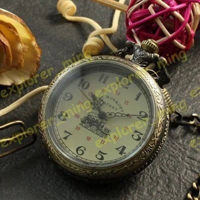   Magnifying Case Hand Winding Arabic Dials Mechanical Pocket Watch