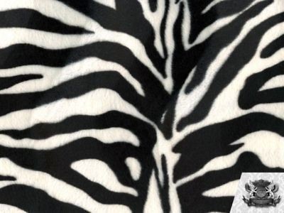 VELBOA FABRIC BLACK SNOW WHITE ZEBRA FAUXFUR $6.50 YARD