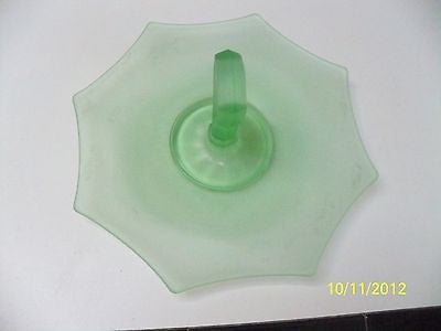 Depression Glass Green Frosted Center Handle Tidbit Server Tray 11 