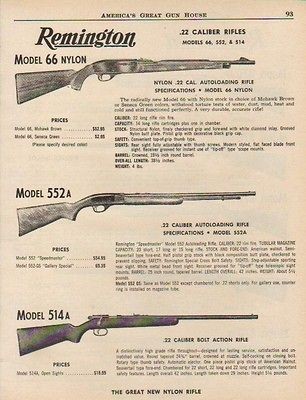 1961 REMINGTON AD NYLON 66 MODEL 552 A 514 RIFLE