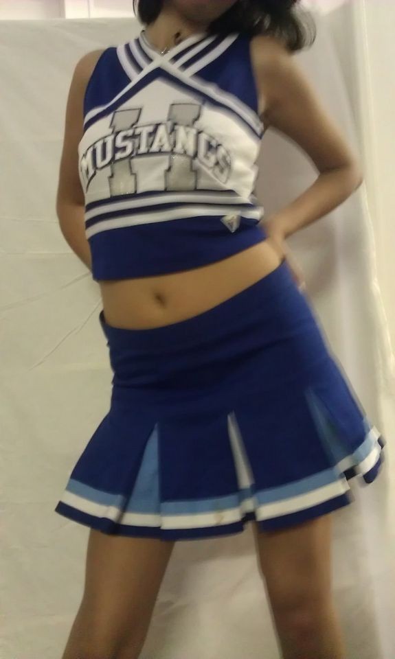 Halloween Cheerleader Outfit Suit Uniform Mustang Blue