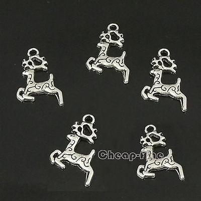   40PCS Tibetan Silver Christmas deer Charm Pendant Jewelry Findings