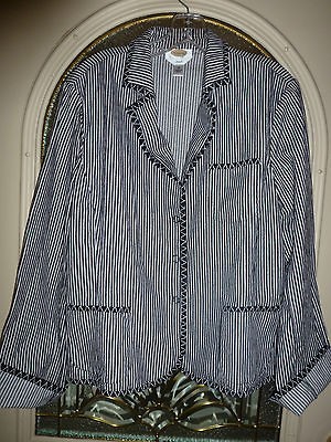 TALBOTS LADIES BLACK/WHITE UNIQUE STRIPED JACKET SIZE 18