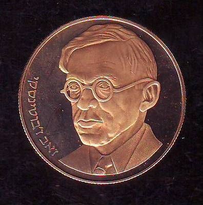 ISRAEL ZEEV JABOTINSKY CENTENARY, .900 GOLD COIN, PROOF, FREE US 