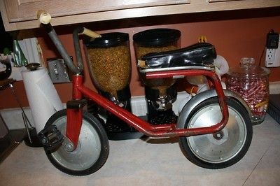 VINTAGE CHILDRENS BICYCLE, RED CHILDS BIKE, ANTIQUE SMALL CIRCUS 