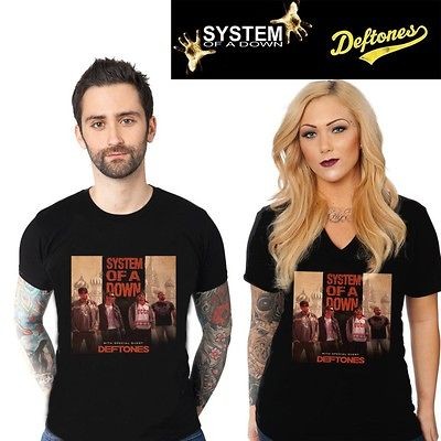 NEW SYSTEM OF A DOWN DEFTONES TOUR 2012 BLACK SHIRT S,M,L,XL,2XL SIZE