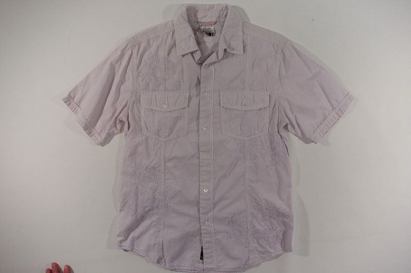 Mens Triple 5 Soul All Over Short Sleeve Button Up Purple Floral 