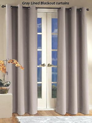   Blackout Panels Grommet Micro Fiber Window Curtain 53 x 84 Gray