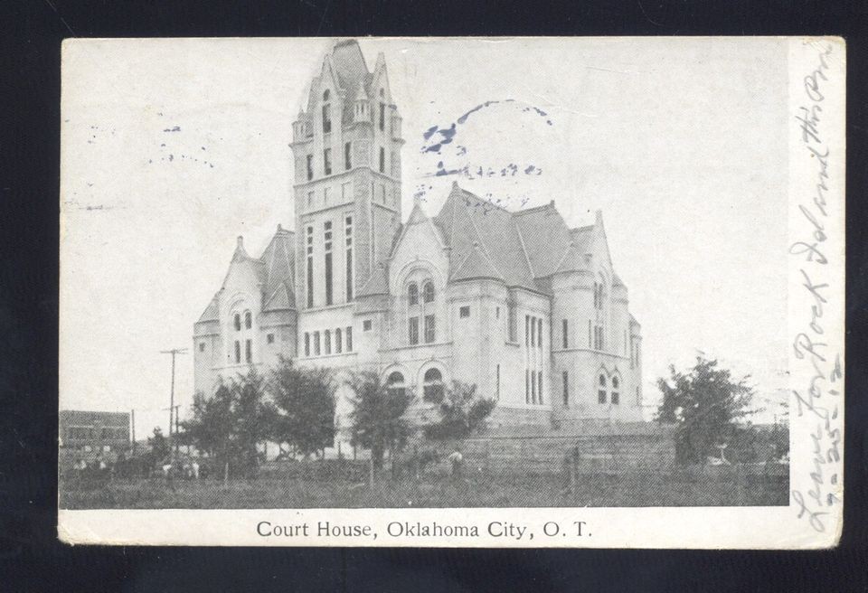 OKLAHOMA CITY OKLAHOMA TERRITORY COURT HOUSE B&W ANTIQUE VINTAGE 