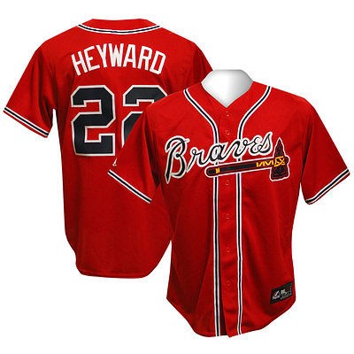 ATLANTA BRAVES Jason Heyward SEWN Red Jersey L