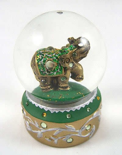 Golden LUCKY ELEPHANT SNOWGLOBE   Luck In Happiness