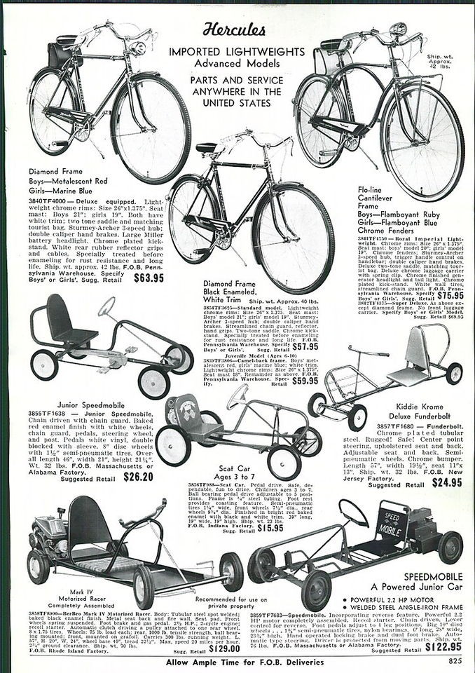 1961 AD Motorized Go Cart Mark IV Speedmobile Hercules English Racers 