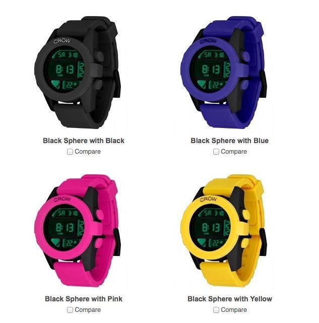 NEW Crow Sphere Digital Unisex Watch with Alarm/Date/Stopwatch Vibrant 