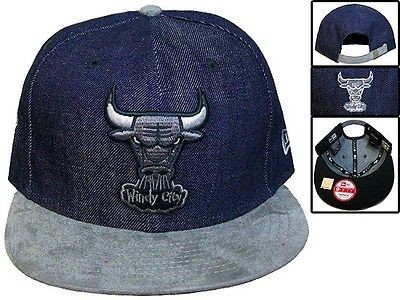 Chicago Bulls hat New Era Strap Back RaRe denim with suede bill *LAST 