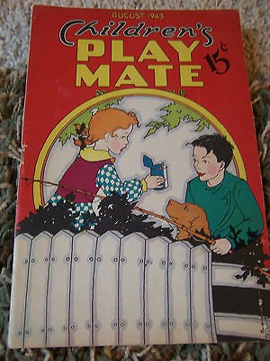 Vintage Aug 1943 Childrens Play Mate magazine w/ WAAC paper doll Fern 