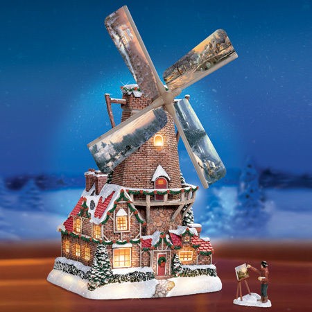 Thomas Kinkade Christmas Windmill Hawthorne Village Lights up FS USA