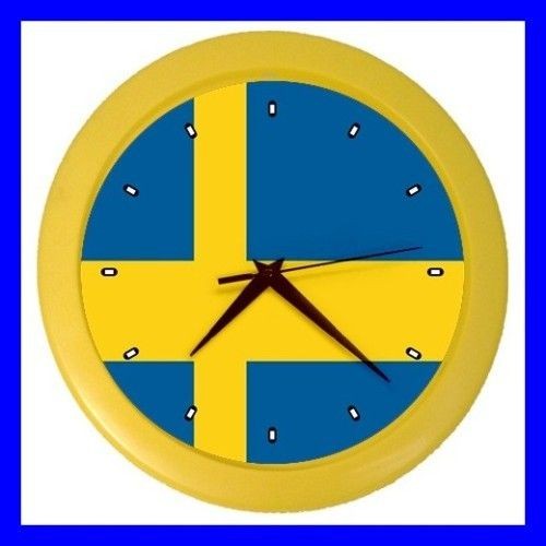 Color Wall Clock SWEDISH FLAG Sweden Europe Country National Gift 