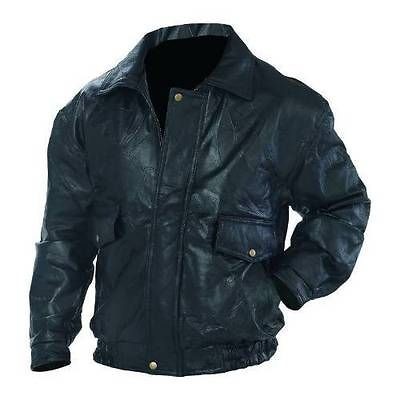 Mens Black Genuine Leather Bomber Jacket NEW