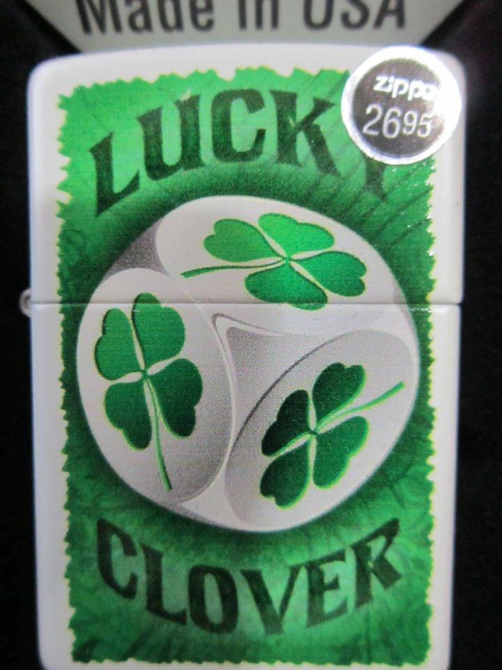 ZIPPO LUCKY CLOVER SHAMROCK IRISH HIGH POLISH CHROME WINDPROOF LIGHTER 