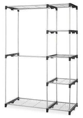 Deluxe Portable Double Closet Hanger Rods Organizer Tall Space Saver 