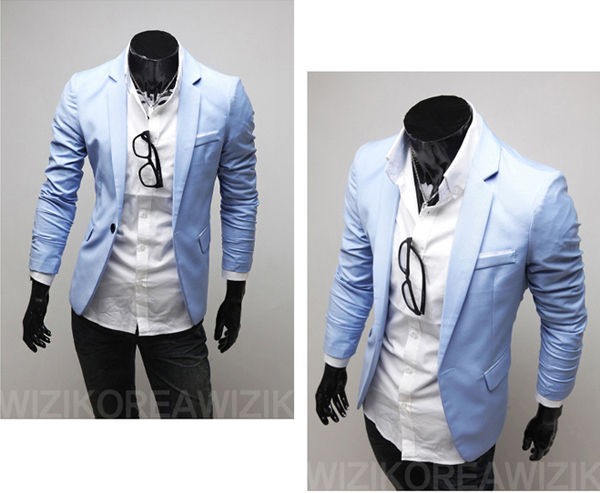 Men’s Casual Slim fit Gentleman Formal Top One  button Suit Blazer 