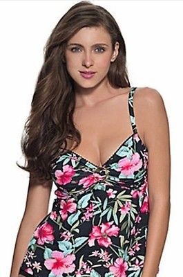 Coco Reef Embellished Floral Swimshort Tankini Swimsuit 38D Cup XL NWT 