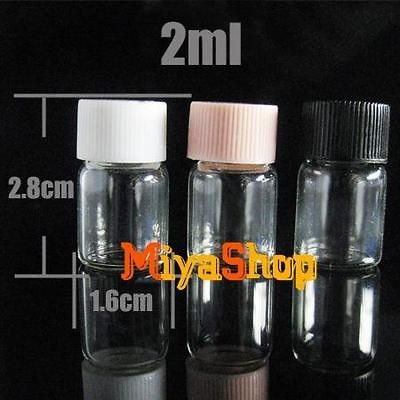 10pcs 500pcs Clear Glass Bottle Threaded Plastic Screw Cap Seal 2ml 